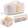 VLANDO Personalized Birthday Gift,Initial Makeup Organinzer,Graduation Gifts for Sister Birthday Gift Ideas,Monogrammed Cosmetic Travel Bag(Letter R) - color: 14.White-R