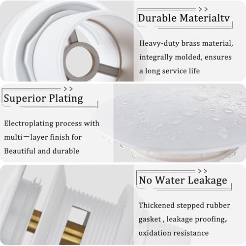 Free Standing Tub Drain Kit, Freestanding Tub Drain, Pop-Up Freestanding Bathtub Drain Stopper, Compatible with Freestanding Bathtub Drain Rough-in Kit (White) - color: White
