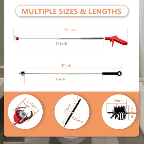 Toilet Auger/Drain Clog Remover Tool Kit-1PCS Toilet Snake Grabber,2PCS Drain Snake Hair Remover＆1PCS AC Drain Line Cleaner Tool for Blocking and Cleaning Toilets, Kitchen Sinks, Bath Tubs and Sewers - style: Toilet Drain Unblocking kit