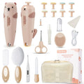 Lilian&Gema Baby Healthcare and Grooming Kit, 28-in-1 Rechargeable Nail Trimmer Electric Set, Dual Auto Light Baby Nail Care Kit, Portable Newborn Nursery Health Care Set for Infant Toddlers Boy Girl - color: Brown