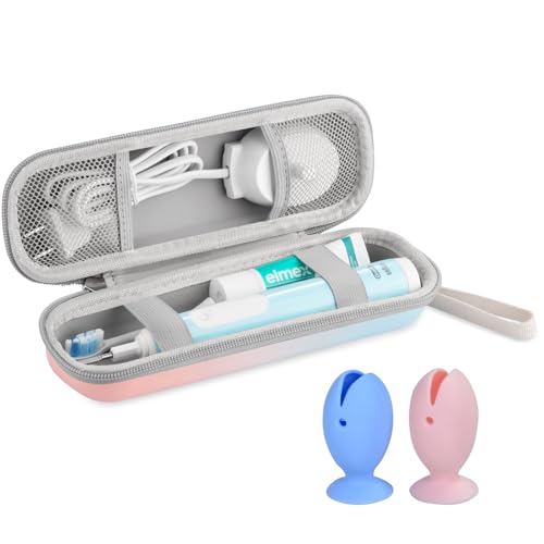 Toothbrush Travel Case for Oral B/Oral-B Pro 1000 1500 5000 7000 7500 9600/ Philips Sonicare 4100 5100 6100 5300 Electric Toothbrush, Portable Hard Protective Storage Bag (Gradient Case and 2 Caps) - color: Gradient Case and 2 Caps