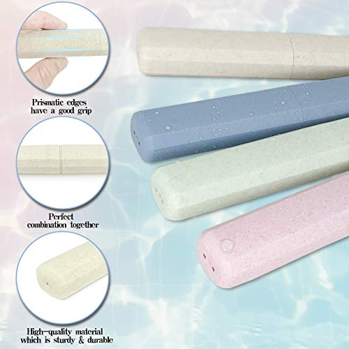 Mulbozy 4 Packs Portable Travel Toothbrush Case, Breathable Plastic Toothbrush Holder for Home, Travel, Business, Camping, School - color: Pink, Blue, Beige, Green