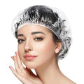 MORGLES 100 Pcs Disposable Shower Caps for Women, 18.1" Waterproof Plastic Shower Caps for Bathing, Hair Treatment, Conditioning in Home Hotel Travel - size: 100 pcs/18.1 Inch