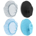 Silicone Body Scrubber with Scrub Net Set, BEAUTAIL 4 Pack for Rich Lather, Deep Cleansing, and Exfoliation – Durable, Easy to Clean, Gentle or Firmer Options – 2 Brushes (BK+BL), 2 Scrub Nets (GY+BL) - color: Black+blue