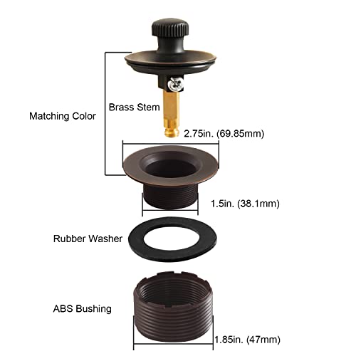 Lift and Turn Bathtub Drain Stopper with ABS Plastic Bushing, Fits in 1-1/2 Inch or 1-3/8 Inch Inner Bathtub Shoe, Easy to Install, Venetian Bronze - color: Venetian Bronze