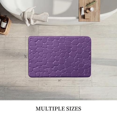 YIHOUSE Memory Foam Bath Mat Cobblestone Bathroom Rugs Super Water Absorbent Bath Mats for Bathroom Machine Washable Bath Rugs(24 x 36,Eggplant) - color: Eggplant Single, size: 2' x 3' (Rectangular)