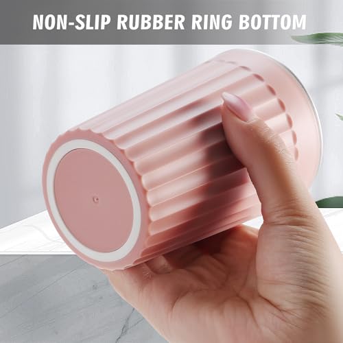 Toothbrush Cup for Bathroom-12oz Unbreakable Stainless Steel Bathroom Cup,Easy to Clean Toothbrush Mouthwash Cup, Reusable Bathroom Tumbler Cups for Home/School/Office(3" x 4.5") (Pink) - color: Pink