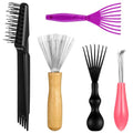 Comb and Brush Cleaner Tool Set, 5-Piece Comb Cleaner Set - Hair Brush Cleaner Rake, Comb Cleaning Brush, Maintenance Hair Comb for Home and Salon Use Removing Hair Dust - color: Black
