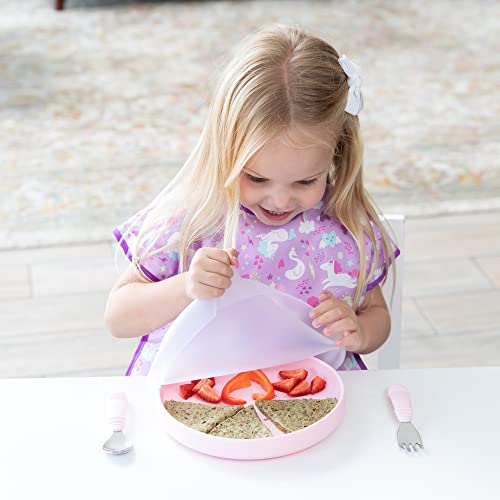 Bumkins Toddler and Baby Suction Plate, Divided Grip Dish Cover for Babies and Kids, Baby Led Weaning, Feeding Supplies, Store and Label Leftovers, Food Prep Portions, Fits Bumkins Dish and Plate - color: A1 Sm GD Lid