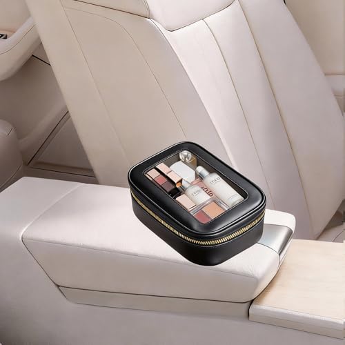 3-Piece Travel Clear Makeup Bag Set, Small Large Clear Cosemetic Bag with Makeup Brush Bag Waterproof Makeup Pouch with Zipper Toiletry Bags For Traveling Car Accessories for Women (Black Set) - color: Black Set