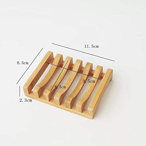Bamboo Soap Dish, 2pc Rectangular, Light Brown, 3.4 x 4.5 inches, 0.14 pounds, Bathtub
