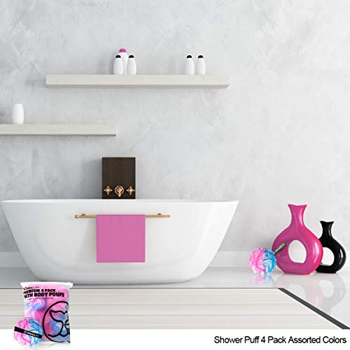 Loofah Sponge Bath Sponge for Women Men 4 Pack (Blue Pink Conbine) - style: Blue Pink Conbine