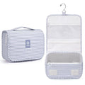 Narwey Small Hanging Toiletry Bag for Travel Women Girl, Striped Toiletries Travel Bag with Hook, Hanging Makeup Bag Organizer Make Up Cosmetic Bags, Gifts for Kids Teen (Greyish Blue Stripe) - color: Y-Greyish Blue Stripe