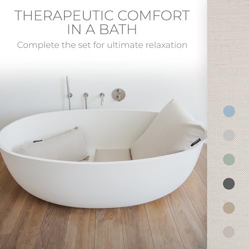 BADESOFA® Luxury Bathtub Seat Cushion – Bath Pillow for Tub, Quick-Dry & Washable, Non-Slip Weighted Tub Pillow, Home Spa Accessoire for Bathtub & Hot Tub in Ivory Pearl - color: Ivory Pearl, size: Seat Pillow