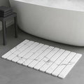 Premium Foldable Stone Bath Mat - Ultra Absorbent Quick Drying Compact Easy to Store & Clean Non-Slip Diatomaceous Earth Bath Shower Mat (Marble White) - color: Marble White
