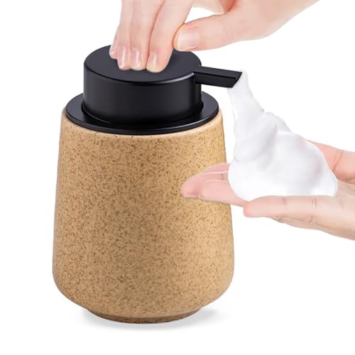 Stone-Textured Foam Ceramic Soap Dispenser, Wabi Sabi Home Décor