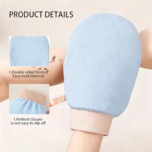 Exfoliating Bath Towel Set for Women Strong Cleaning Back Scrubber - color: Light Pink, Light Blue