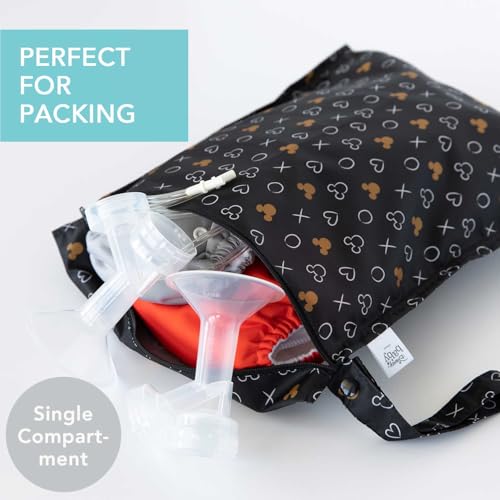Bumkins Disney Waterproof Wet Bag for Baby, Travel, Swim Suit, Cloth Diapers, Pump Parts, Pool, Beach, Gym Clothes, Toiletry, Hook to Stroller, Daycare, Zip Reusable Wetdry Packing, Minnie Mouse Icon - color: B4 Minnie Mouse Icon, style: Wet Bag