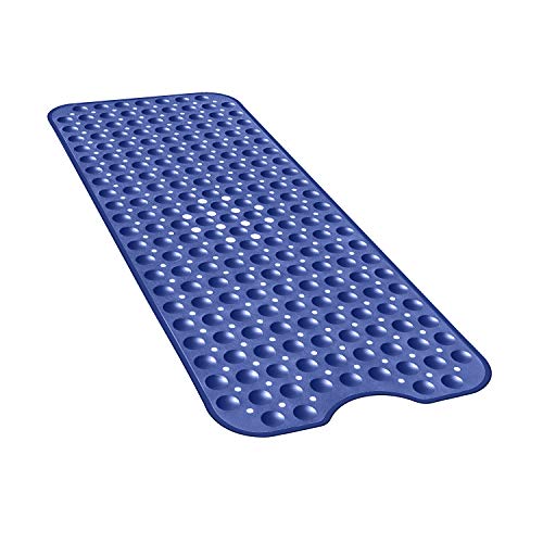 YINENN Bath and Shower Safety Mats 40x16 inch, Non Slip with Suction Cups for Bathroom Stall and Tub Floor, Extra Large and Machine Washable, Drain Holes Keep Bathtub Clean, Dark Blue - color: Dark Blue