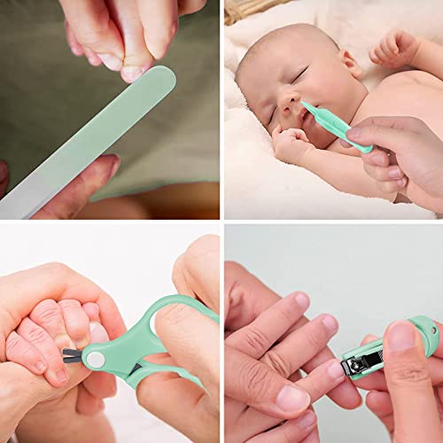 Qunlions life Baby Nail Trimmer Electric-19 in 1 Baby Nail Clippers Safe Baby Nail File Kit with Replacement Pads, Nail Clipper, Scissor, Tweezers, and Nail Files - color: Blue+