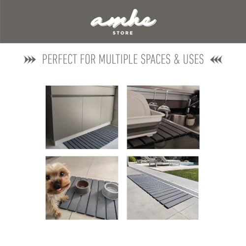 Amhe 2 Pack Foldable Stone Bath Mat – Non Slip Bathroom Rug, Lovely & Super Absorbent Diatomaceous Earth Mat, Quick Dry Bath Mat, Bathroom Floor Mat, Also Use as Stone Drying Mat for Kitchen Counter