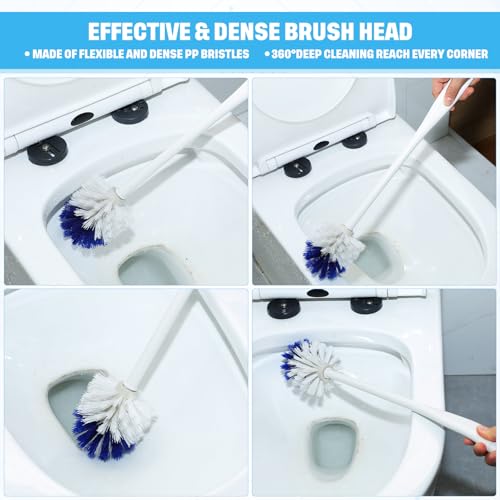 Reallnaive 24 Pcs 18 Inch Toilet Brush Toilet Bowl Cleaner Brush Bathroom Long Plastic Handled Cleaning Scrubber with Hook Hole for Household Bathroom Cleaning Supplies(Flat Handle) - style: Flat Handle