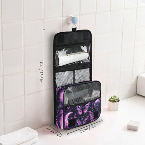 MNSRUU Hanging Toiletry Bag Gothic Skull Butterfly Travel Makeup bag for Toiletries Portable Travel Toiletry Organizer Cosmetic Bags with Hanging Hook - color: Skull I 4090
