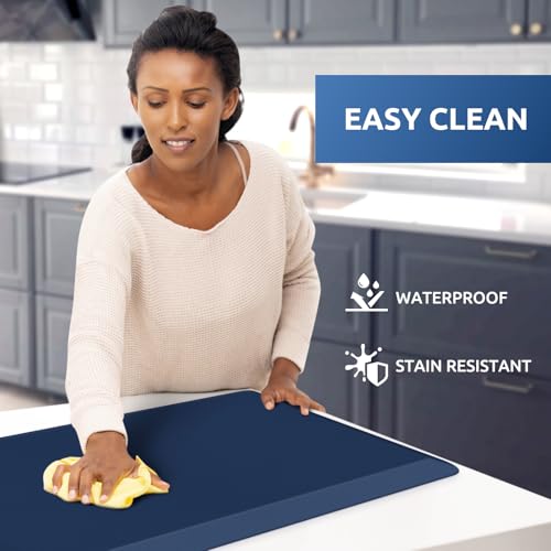 KitchenClouds Kitchen Mat Cushioned Anti Fatigue Kitchen Rug 17.3"x39" Water Resistant Non Slip Kitchen Rugs and Mats Standing Desk Mat Comfort Floor Mats for Kitchen House Sink Office (Blue) - color: Blue, size: 39"L x 17.3"W x 0.5"Th