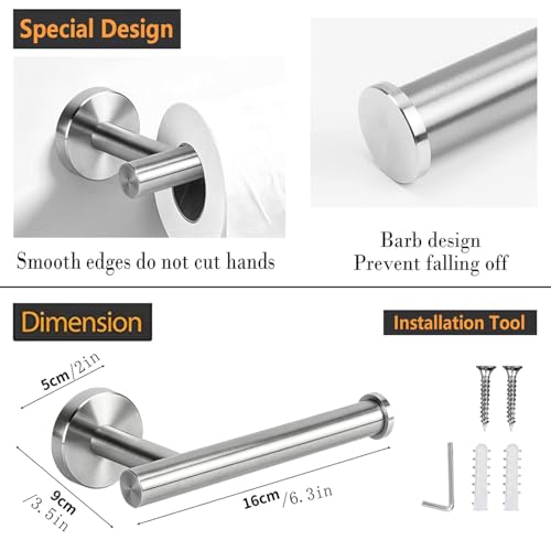 Toilet Paper Holder Wall Mount - Brushed Nickel | Stainless Steel Bathroom Toilet Paper Holder, Toilet Paper Roll Holder for Bathroom, Kitchen, Washroom