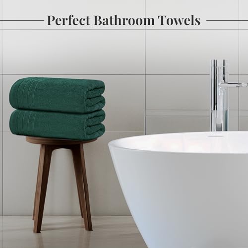 Tens Towels Pack of 4 Extra Large Bath Towels 30 x 60 Inches, 100% Cotton, Larger & Lighter Weight, Quicker to Dry, Super Soft and Absorbent, Perfect for Bathroom, Hunter Green - color: Hunter Green