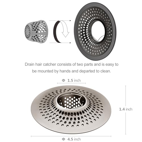 LEKEYE Shower Drain Hair Catcher/Bathroom Drain Cover/Bathtub Drain Strainer/Shower Stall Drain Protector(Brushed Nickel) - color: Brushed Nickel