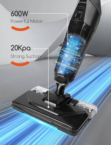 REECOO Stick Vacuum Cleaner with 3 Mop Pads Electirc Mop 600W 18kpa Powerful Suction Corded Upright Vacuum Lightweight Electric mop for Tile Hardwood Floor,Marble Cleaning