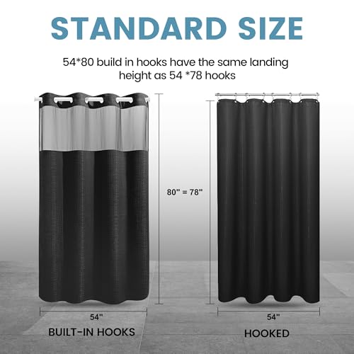 EUTXL Heavyweight Black Stall Shower Curtain with Liner - 256GSM Waffle Textured Heavy Duty Shower Curtains for Bathroom,54W x 80H - color: Black, size: 54"W x 80"L (Pack of 1)