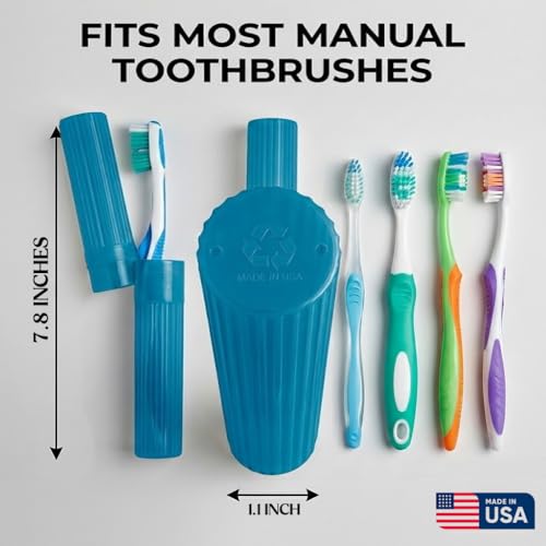 American Comb Toothbrush Holder - Blue, Made in USA, with Ventilation Holes, for Toothbrush Covers, Toothbrush Holder, Toothbrush Soft, Durable Design, Hygienic Bathroom Accessory - color: Blue