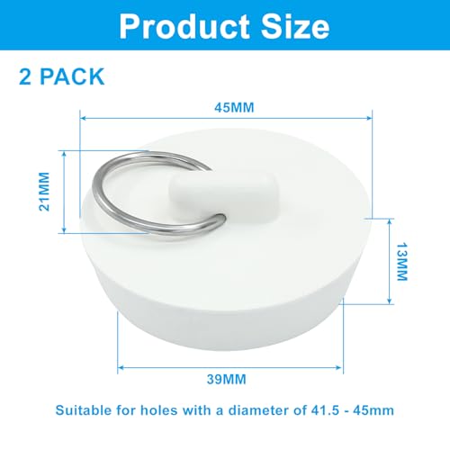 2 Pack Rubber Drain Stopper, 1-5/8 Inch Bathtub Plug | Hanging Ring, Universal Kitchen Sink Plugs, Bathroom Laundry - style: 1-5/8 Inch