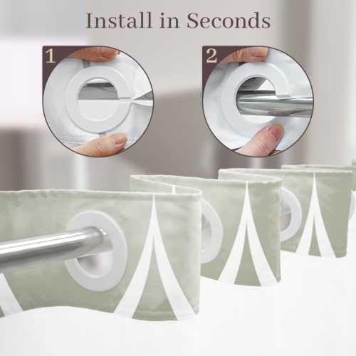 Yiatn No Hook Ombre Sage Green Shower Curtain with Snap in Fabric Liner Set - Hotel Style with See Through Mesh Top Window, 71x74 INCH - color: Ombre Sage Green, size: 71"W x 74"L (Pack of 1)
