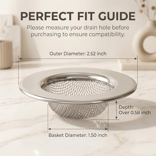 Seatery 2PCS 1.50" Bathtub Hair Catcher, Bathroom Sink Strainers, Tub Drain Hair Catcher, Drain Strainer for Shower, Laundry, Mop Pool, Utility, Slop, RV Sink, Stainless Steel - size: 1.50 inch