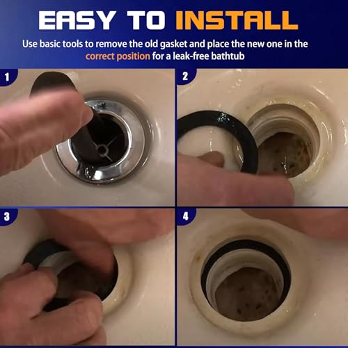 10-Pack Rubber Tub Drain Gasket, 1-3/4-Inch by 2-5/8-Inch, Bathtub Overflow Gasket Seal, Silicone Bathtub Drain Stopper - Prevent Tub Leakage