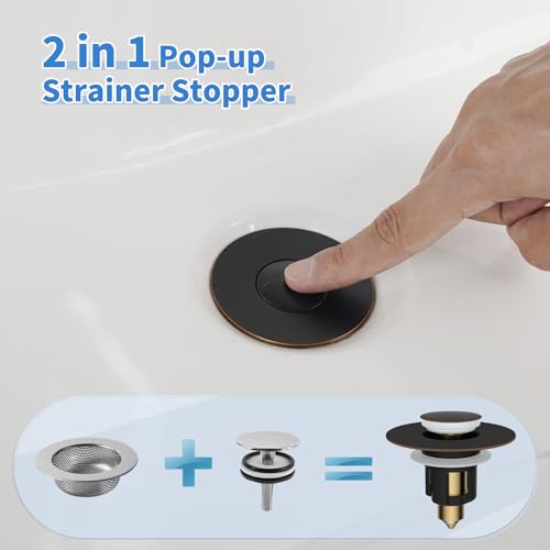 iFealClear Metal Universal Bathroom Sink Stopper, Upgraded Stainless Steel Sink Drain Strainer for 1.1''~2.36" Basin Pop Up Drain Strainer, Anti-Clogging Filter Basket, Oil Rubbed Bronze - color: Oil Rubbed Bronze