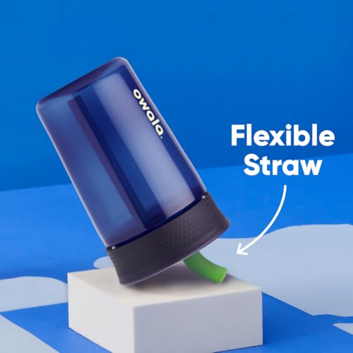 Owala Kids BPA-Free Plastic Tumbler with Spill Resistant Flexible Straw, Easy to Clean, Kids Water Bottle, Great for Travel, Dishwasher Safe, 15 Oz, Navy and Blue (Home Base) - color: Home Base, size: 15 Ounces