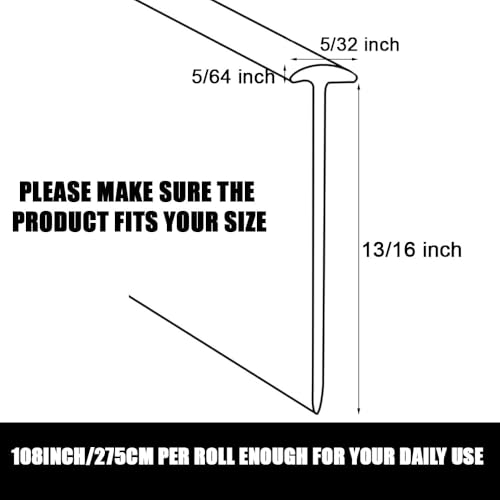 Framed Shower Door Bottom Seal Strip Replacement Shower Bottom Waterproof Door Rubber Sweep Trim Clear Seal for Home Bathroom Glass Shower Door 108 x 13/16 x 5/32 Inch Tee Insert Shape - color: White