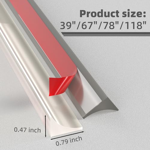 118"Shower Threshold Water Dam Barrier,Shower Dam Water Stopper for Frameless Shower Door Bottom,Silicone Sink Splash Guard for Kitchen Bathroom,Corner Shower Water Guard for Bathtub,Transparent - color: Transparent, size: 118 Inch