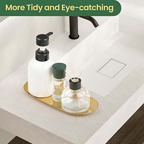2PACK Gold Decorative Tray, Bathroom Vanity Tray for Dresser Counter, Stainless Steel Jewelry Dish Tray for Decor, Perfume Ring Key Candle Organizer Tray, Oval - color: Gold