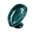 Ceramic Soap Dish, Leaf Shape Self Draining Soap Holder, Sponge Holder, for Shower,Bathroom,Kitchen Sink Organizer (Green) - color: Green