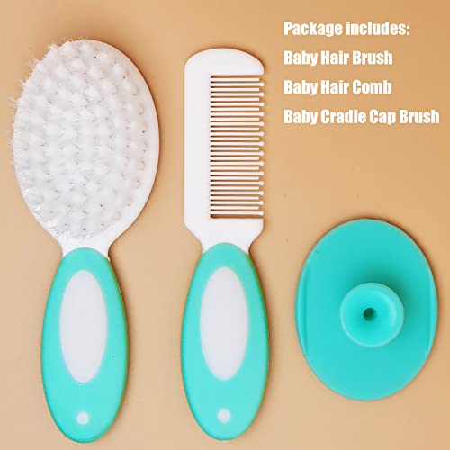 Baby Hair Brush, Cradle Cap Brush, Baby Hair Comb, Baby Hair Brush and Comb Set for Newborns & Toddlers, Baby Brush Soft Bristles, Ideal for Cradle Cap, Perfect Baby Registry Gift (Green) - color: Green