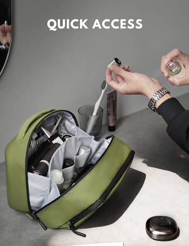 Large Hanging Travel Toiletry Bag for Men Women, Water-resistant Dopp Kit | 6L Large Capacity Wide Open Cosmetic Makeup Bag Bathroom Shower Bags for Toiletries, Grooming, Shaving Organizer Bag - color: Green