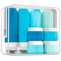Mrsdry Travel Bottles for Toiletries, 10 Pack, TSA Approved, 3oz/90ml Silicone, Leak Proof, Wide Mouth, Reusable, Travel, Vacation, Plane Trip, Camp - color: Blue, size: 3oz bottle 1oz jar