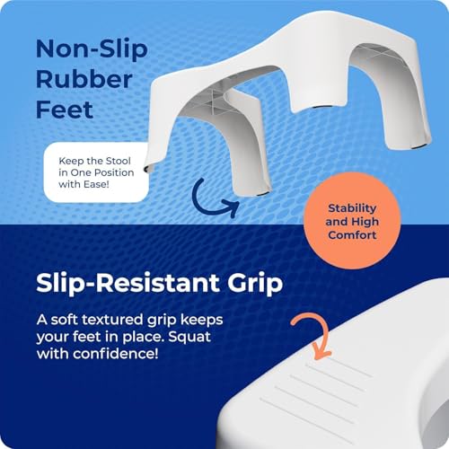 Squatty Potty 7″ Toilet Stool + Plant‑Based Flushable Wipes Bundle — Improve Bathroom Posture & Freshness, Spa‑Scented, Flushable & Septic‑Safe - color: White + Wipes