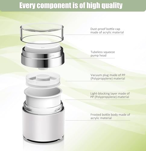 Airless Pump Jar, 1.7 oz Airless Pump Bottles, Travel Lotion Container – Vacuum Dispenser for Cream – Leak-Proof TSA-Friendly Design Keeps Cream Fresh – Multi-Purpose for Lotion, Sunscreen (2 Pack) - color: 1.7 oz