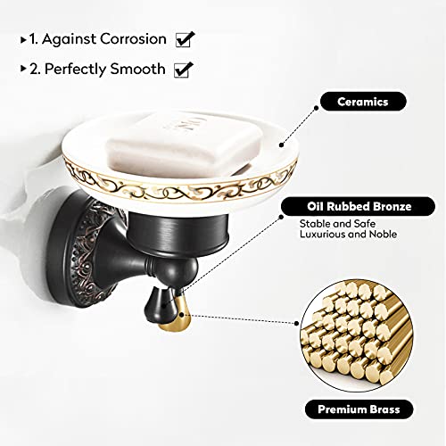 Leyden Bronze Soap Dish, Oil Rubbed Bronze Bathroom Accessories Soap Holder Shower Room Soap Dish Stand Organizer Tray Ceramic Dish Brass Retro Wave Pattern Design - color: Orb